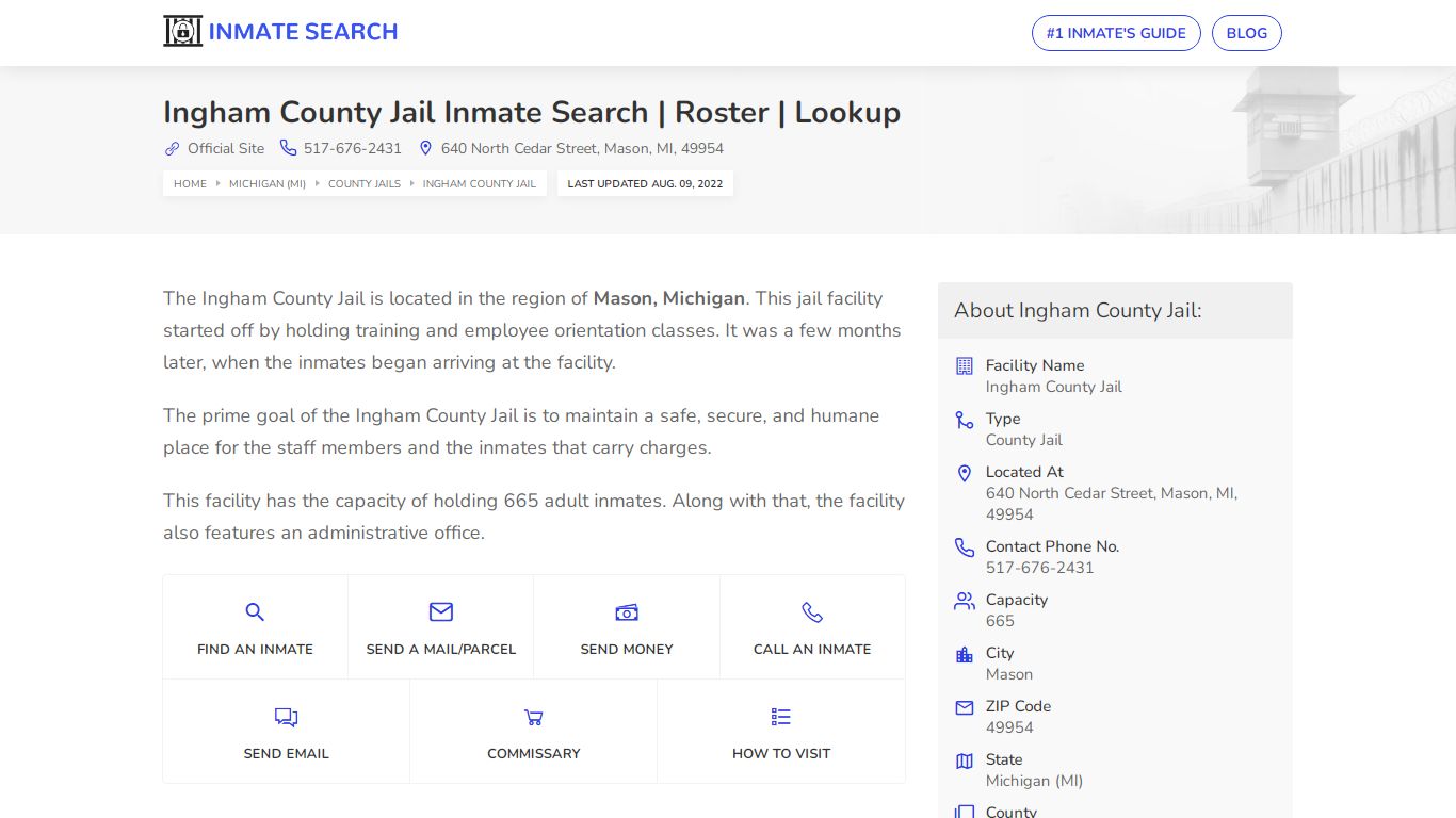 Ingham County Jail Inmate Search | Roster | Lookup