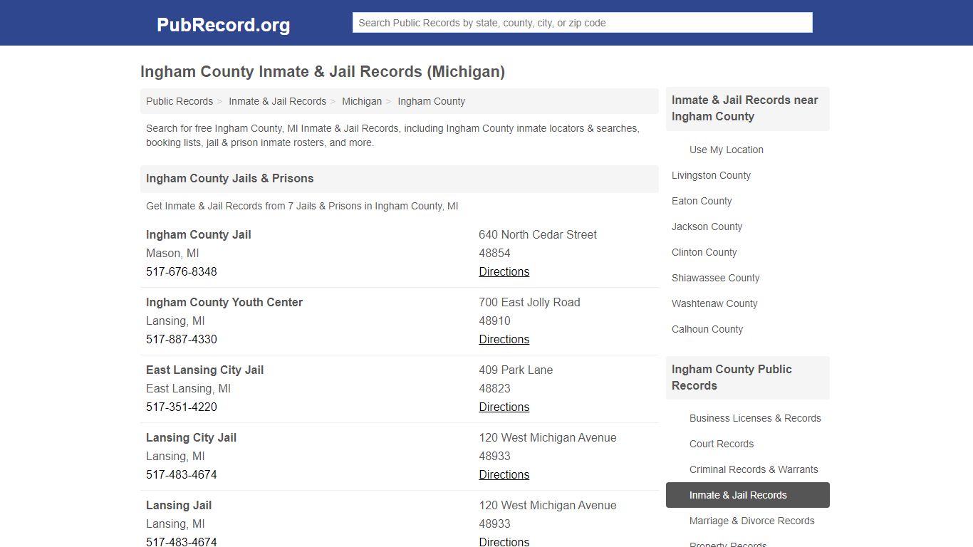 Free Ingham County Inmate & Jail Records (Michigan Inmate ...